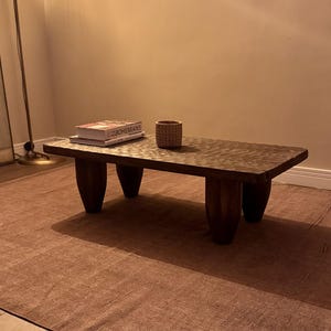 Rustic Low Wood Coffee Table • Wabi Sabi Dark Brown Coffee Table