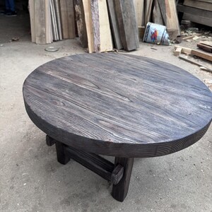 Unique Rustic Round Dark Coffee Table • Reclaimed Wood Side Table - Etsy