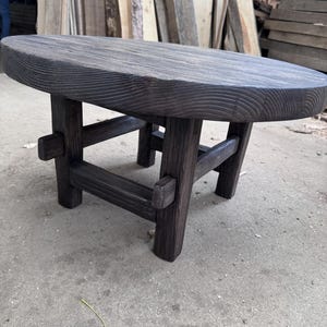 Unique Rustic Round Dark Coffee Table • Reclaimed Wood Side Table - Etsy