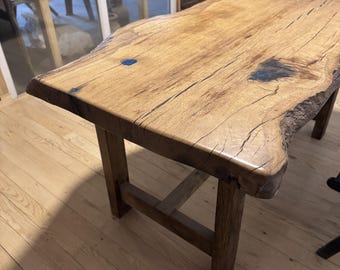 Live Edge Oak Wood Dining Table • Handmade Farmhouse Furniture