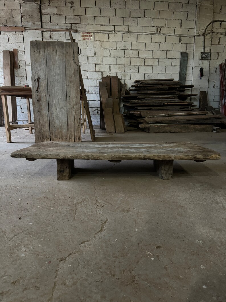 Reclaimed Wood Coffee Table Vintage Door Handmade Living Room Furniture image 1