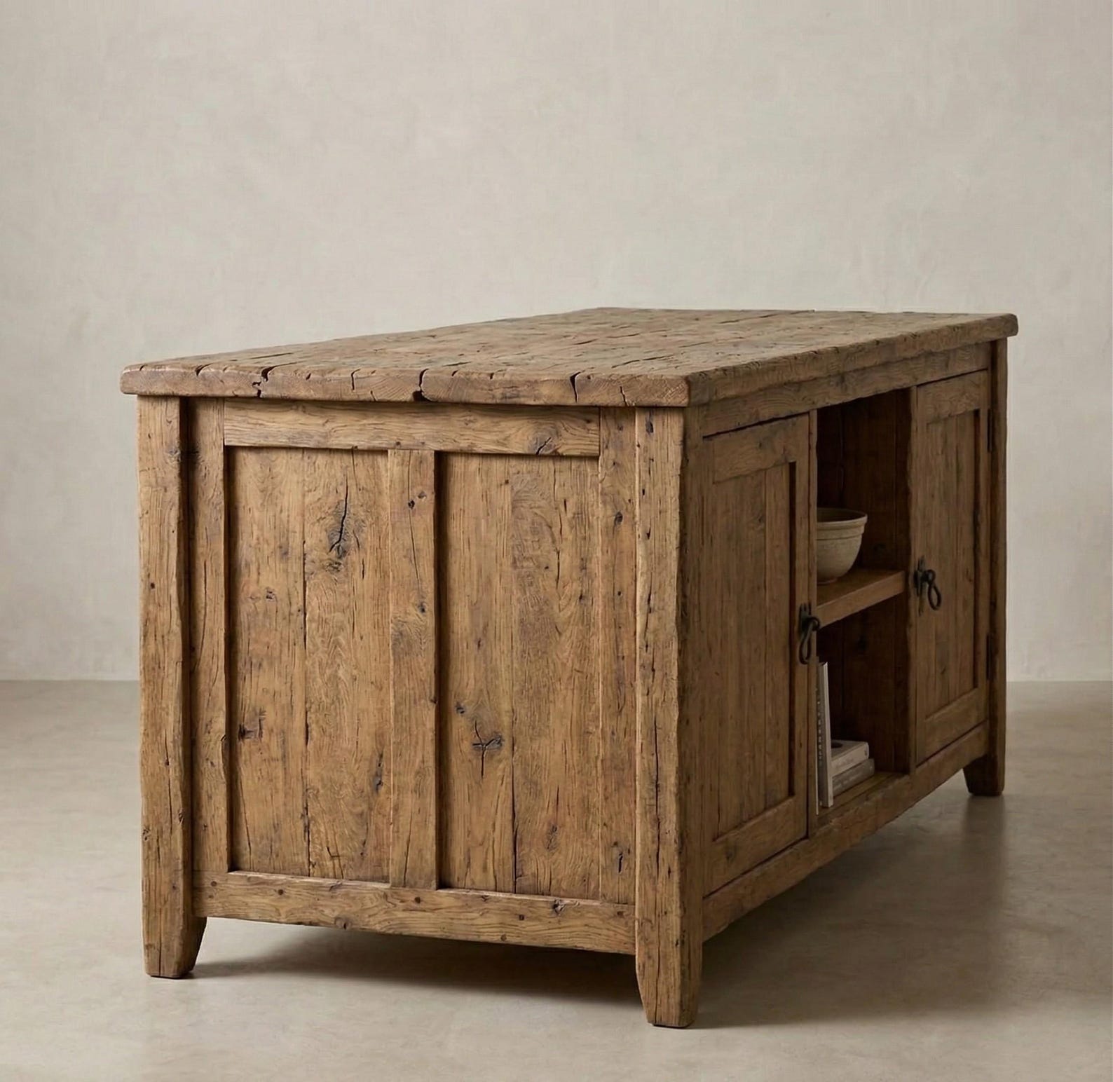 Reclaimed Oak Kitchen Island – Rustic Farmhouse Solid Wood Island With ...