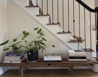 Reclaimed Oak Wood Bench  •  Handmade Low Shelf • Low Console Table