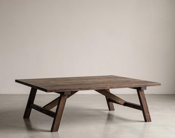 Rustic Large Oak Coffee Table • Reclaimed Handmade Living Room End Table