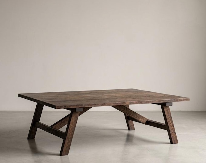 Rustic Large Oak Coffee Table • Reclaimed Handmade Living Room End Table