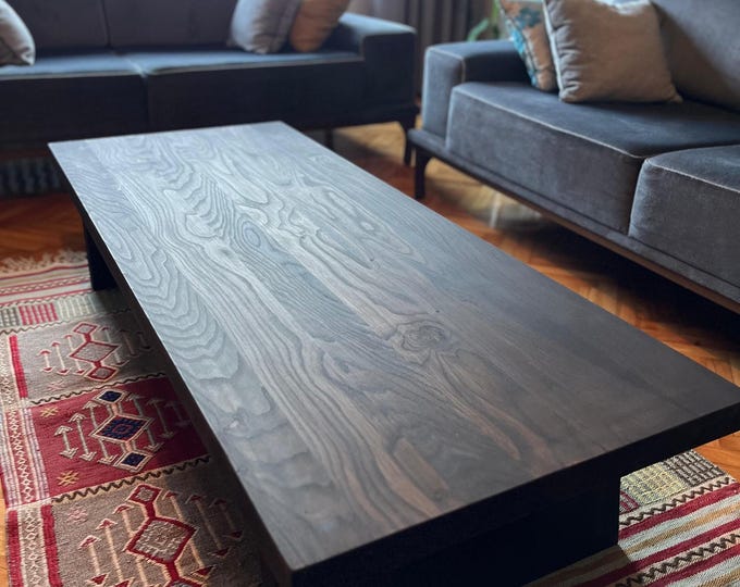 Rustic Low Oak Coffee Table • Handmade Living Room Coffee Table