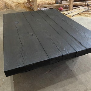 Custom Low Coffee Table made of Reclaimed Wood • Smooth Dark End Table