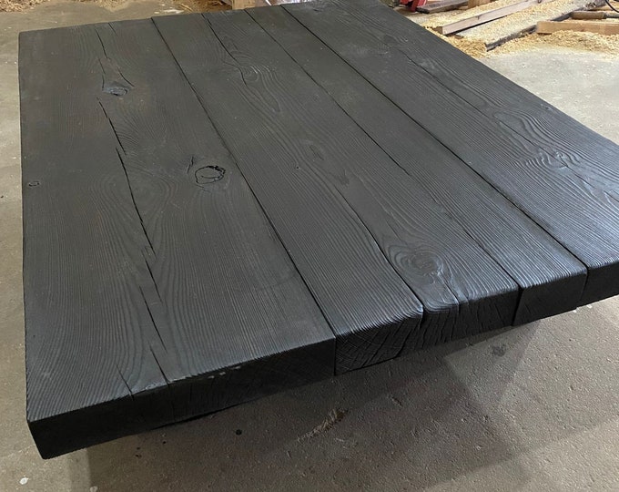 Custom Low Coffee Table made of Reclaimed Wood • Smooth Dark End Table