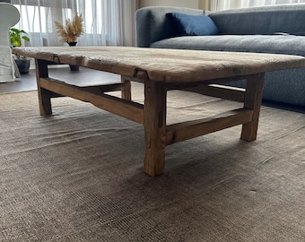 Rustic Large Coffee Table • Reclaimed Live Edge Wood • Handmade Furniture