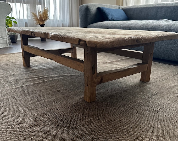 Rustic Large Coffee Table • Reclaimed Live Edge Wood • Handmade Furniture