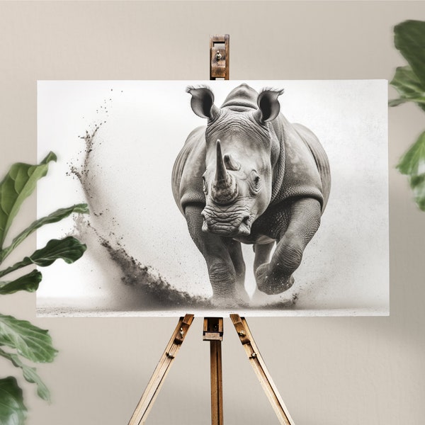Charing White Rhino Printable Art: Add a Touch of Wildlife to Your Home Decor!