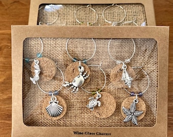 Cork Wine Glass Charms - Sea Critter