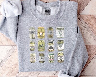 Vintage Canned Pickles Sweatshirt, Canning Season Sweatshirt, Pickle Lovers Sweater, Homemade Pickles Sweater,Pickle Jar Crewneck Sweatshirt