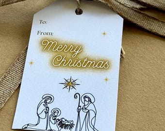 Nativity Christmas Gift Tags | Printable Holiday Present Labels (PDF)