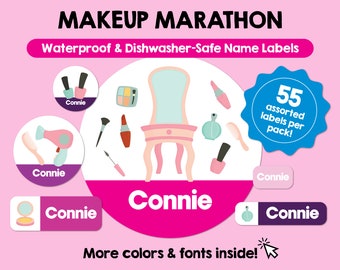 Etiquetas impermeables para cosméticos, etiquetas personalizadas con nombre de niño, etiquetas personalizadas aptas para lavavajillas, bonitas pegatinas con nombre, guardería escolar