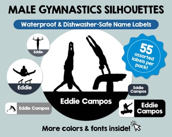 Etiquetas impermeables de gimnasia masculina Etiquetas personalizadas Etiquetas de nombre de niño Etiquetas personalizadas aptas para lavavajillas Etiquetas lindas con nombres Guardería escolar