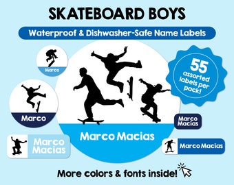 Etiquetas impermeables para monopatín para niños Etiquetas personalizadas Etiquetas para nombres de niños Etiquetas personalizadas aptas para lavavajillas Etiquetas bonitas con nombres Pegatinas para guardería escolar