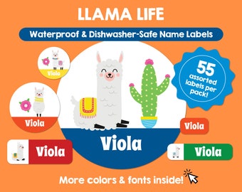 Llama Etiquetas impermeables aptas para lavavajillas Etiquetas personalizadas Etiquetas de nombre para niños Etiquetas escolares personalizadas aptas para lavavajillas Etiquetas lindas con nombres Guardería
