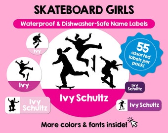Etiquetas impermeables para patinetas para niñas, etiquetas personalizadas, etiquetas con nombres para niños, etiquetas personalizadas aptas para lavavajillas, pegatinas con nombres bonitos, guardería escolar