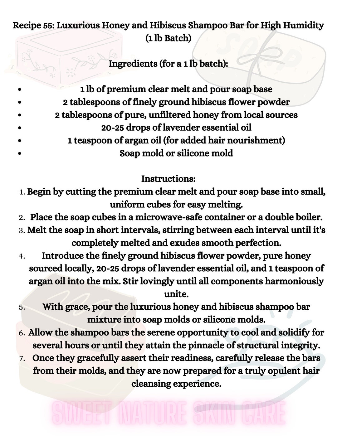 Luxurious Honey and Hibiscus Shampoo Bar Recipe for High Humidity 1 Lb Batch Etsy