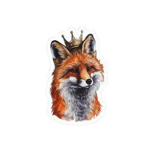 Volpe, Arte della volpe, Volpe reale, Volpe furba, Mamma volpe, Bellissima fauna selvatica, Animale della foresta, Classico, Vintage, Anni '80, Retro, Adesivo fustellato