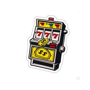 Slot Machine, Getting Lucky, Lucky Number 7, Lady Luck, Jackpot, 80s, Classic, Retro, Vintage, 80s, Kiss Cut Stickers