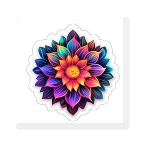 Blume, schöner Lotus, Neonblume, Orchidee, Tropische Pflanze, Inselblume, Psychedelischer Lotus Kiss-Cut Aufkleber