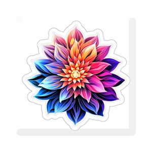 Blumen, schöner Lotus, Neonblume, Orchidee, Tropische Pflanze, Inselblume, psychedelische Kiss-Cut-Aufkleber