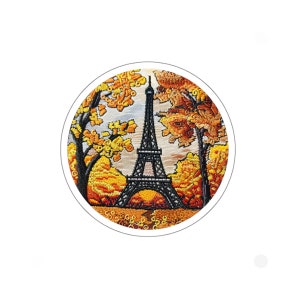 Parigi, Città delle luci, Città del romanticismo, Amore, Viaggi, Autunno a Parigi, Bello, Classico, Retro, Vintage, anni '80, Adesivi Kiss Cut - NON UNA PATCH