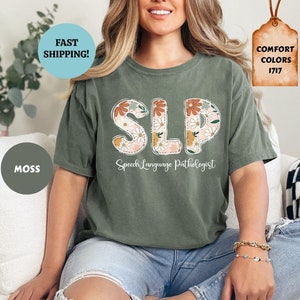 Camiseta de terapia da fala floral Comfort Colors, camiseta de fonoaudiólogo, presente para fonoaudiólogo, camiseta de terapia da fala, presente para terapeuta