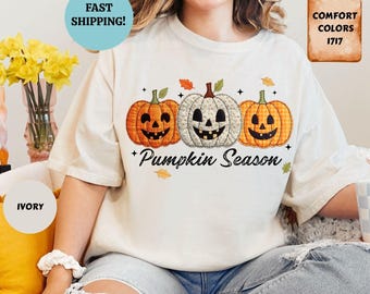 Comfort Colors Preppy Pumpkin Patchwork Tee: T-shirt autunnale floreale