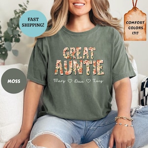 Comfort Colors® Benutzerdefinierte Großtante Shirt, Neues Großtanten Geschenk, Muttertagsgeschenk, Geschenk für Schwester, Geschenk für Tante