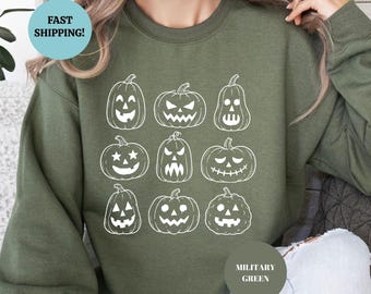 Halloween Pumpkin Sweatshirt, Jack O Lantern Sweater, Halloween Crewneck, Spooky Season Hoodie
