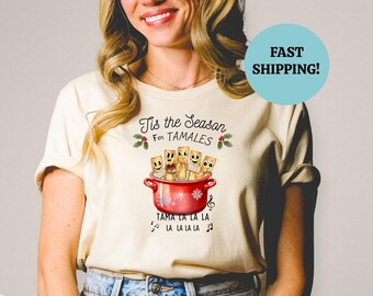 Mexicaans kerstshirt, Tamale-shirt, Spaans vrolijk kerstfeest, dit is het seizoen voor Tamales, Spaans kerstshirt, Feliz Navidad-sweater