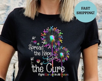 Spread The Hope Find The Cure Fight Cancer In All Colors Shirt, Ribbon Cancer Awareness Shirt, Cancer Supporters, Breast Cancer Sweatshirt