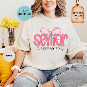 Comfort Colors Coquette Senior 2026 Shirt, Preppy Senior Shirt, Class of 2026 Tee, Senior Mom Shirt, Graduation Gift, High School Senior Tee