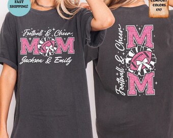 Comfort Colors Custom Football and Cheer Mom Shirt, Personalized Sports Mom Gift