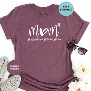 Camiseta personalizada para mamá de 4 hijos, camiseta personalizada para mamá de 4 hijos con nombres de niños, sudadera &quot;Mamá al Poder&quot;, regalo para el Día de la Madre, anuncio de embarazo