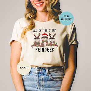 Christmas Shirt, All Of The Otter Reindeer, Otters Tangled In Lights, Christmas Otter, Otter Holiday Sweaters, Oversized Unisex Shirt