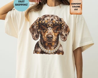 Comfort Colors® Glam Dachshund Shirt, Funny Wiener Dog Tee, Dog Lover Gift Tshirt