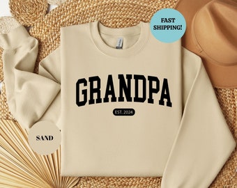 Personalized Grandpa Sweatshirt, Grandpa EST 2024 Sweatshirt, Fathers Day Gift, Grandpa Hoodie, Gift for Grandpa, New Grandpa Gift