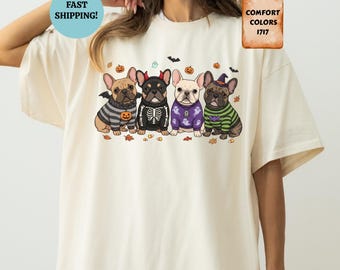 Comfort Colors Halloween French Bulldog Shirt, Spooky Dog Mom Halloween Tee