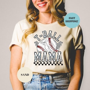 T-Ball Mama Retro Checkered Shirt, T-Ball Mom Game Day Tee, T-Ball Mom Gift, T Ball Mom TShirt, T-Ball Grandma Tees, Sports Mom T-Shirts