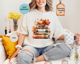 Nur ein Mädchen, das Herbst-Shirt liebt, Komfortfarben, Kürbis-Shirt, gemütliches Vibes-Shirt, Buch-Liebhaber-Geschenk, Herbst-T-Stück