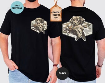 Komfortfarben Camo Jagdhund mit Entenhemd, Retro Jagdsaison Tshirt, Entenjagd Geschenk, Herren Jagdhemd, Wasservögel Jagd