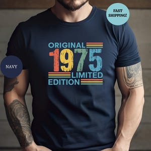 Benutzerdefiniertes 50er Geburtstagsgeschenk Shirt, 50er Jahre Geschenk, 50er Jahre Geburtstagsgeschenk für Papa, 1975 Retro Geburtstagsshirt, Vintage 1975 T-Shirt, Geschenk zum Geburtstag