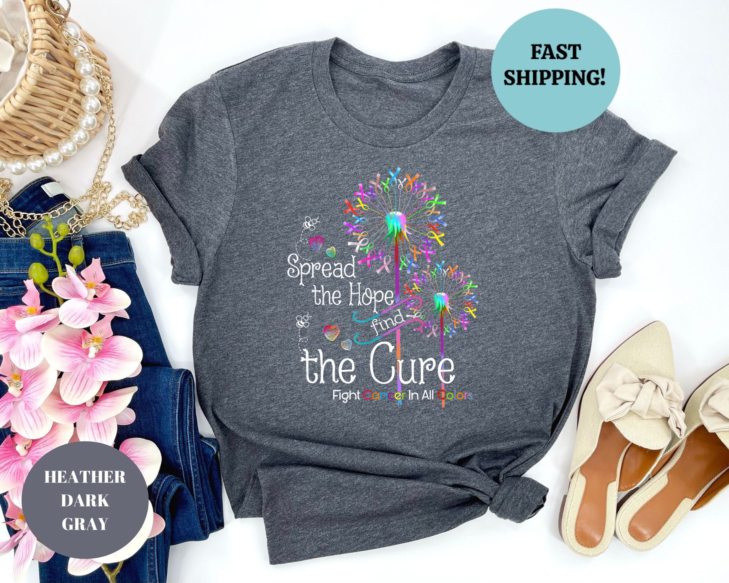Spread the Hope Find the Cure Fight Cancer in All Colors Shirt, Ribbon ...