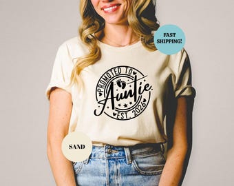 Camiseta "Ascendida a Tía EST 2026", camiseta con anuncio de nacimiento