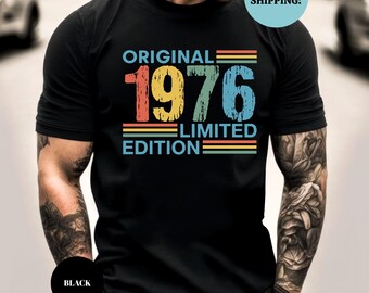 Camiseta de 50 cumpleaños, camiseta retro de 1976, regalo de cumpleaños personalizado para papá