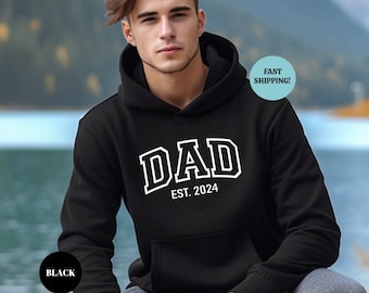 Benutzerdefinierte Papa Est 2024 Sweatshirt, süßes Papa Sweatshirt, Papa Weihnachtsgeschenk, Papa Pullover, neue Papa Geschenk, Geschenk für Vater, benutzerdefinierte Papa Hoodie